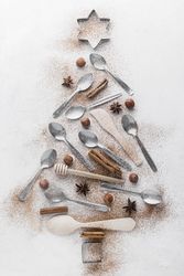 Abstract Christmas tree made with tableware