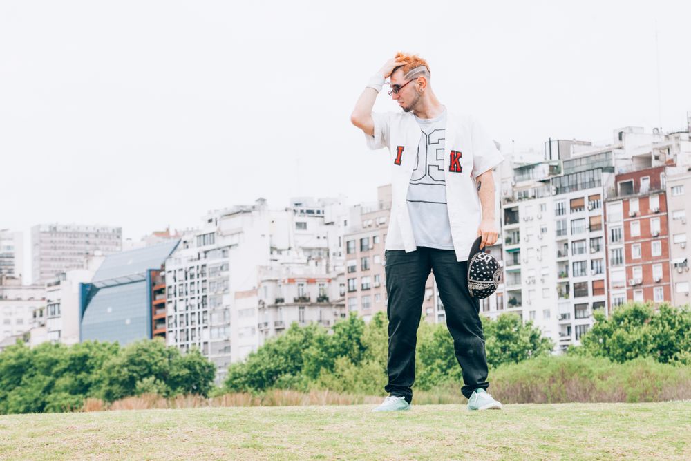 Sportsman standing on lawn