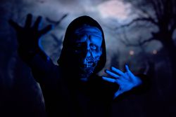 Horrible monster making protective gesture