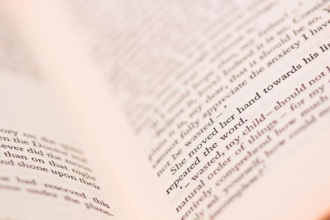 Open book in close-up with blurred lines