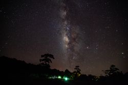 Milky way galaxy with stars and space dust in the universe at PhuHinRongkla Ntional Park