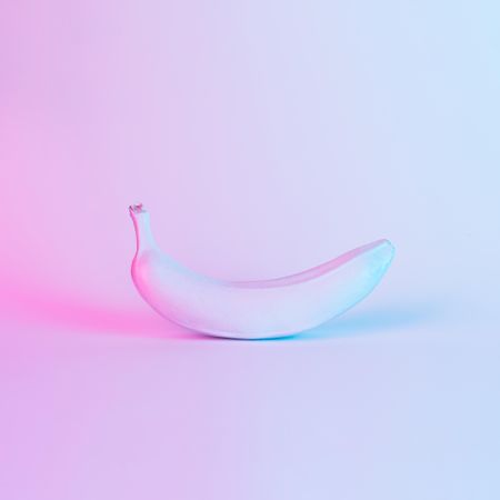 Banana in vibrant bold gradient holographic neon colors