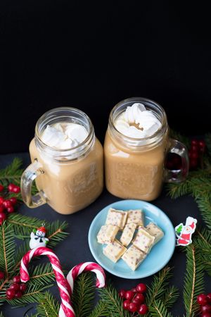 Candies and cocoa with marshmallows