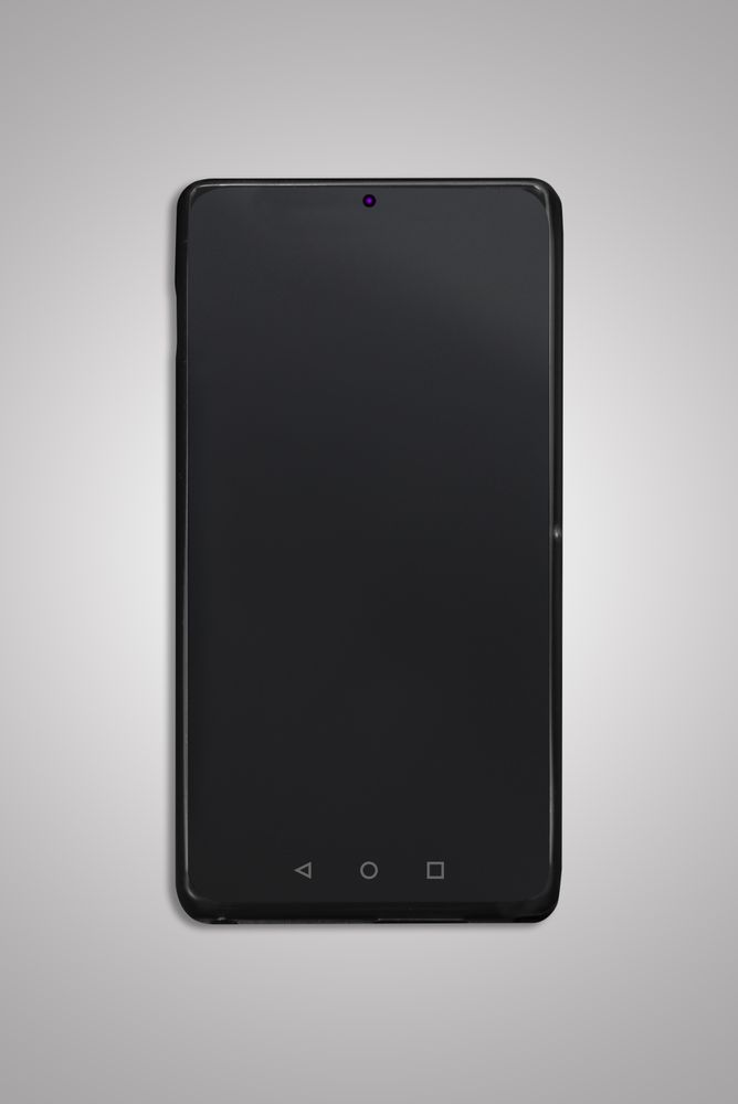 Plain smartphone on grey background