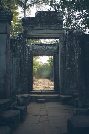 Ancient stone gates in garden
