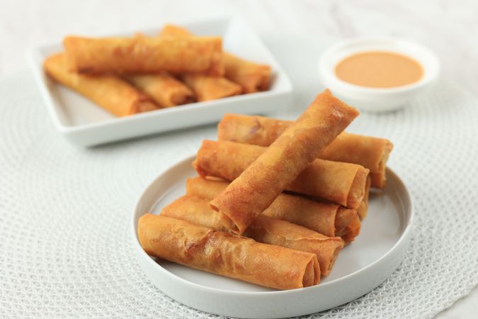 Deep Fried Chinese Chives Spring Rolls or Gui Chai