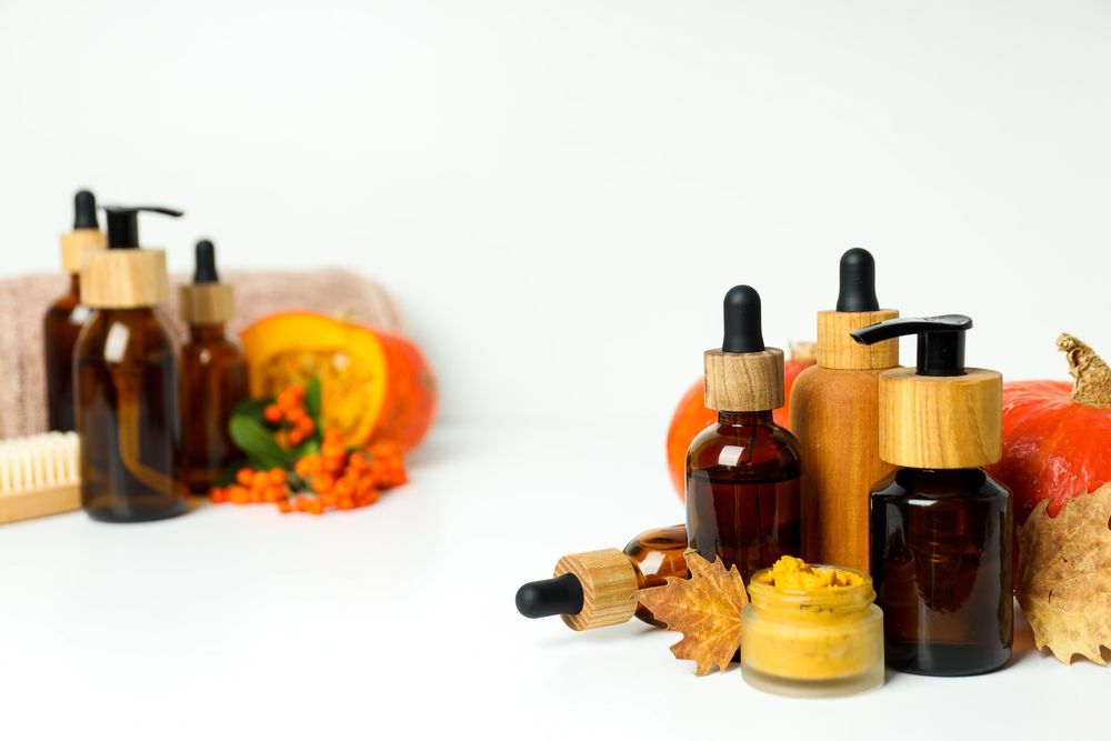 Skin care and face care concept - pumpkin cosmetic