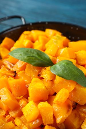 Concept of tasty homemade dish - baked pumpkin