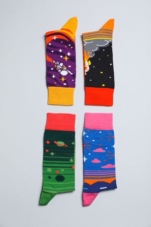 Concept of clothes for legs - socks, top view