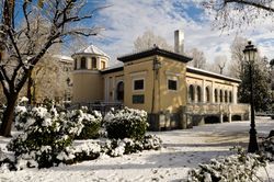 House after snow storm in Granada, Spain