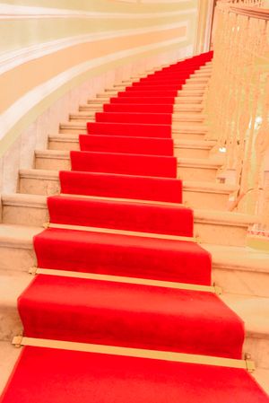 Red carpet on interior stairs