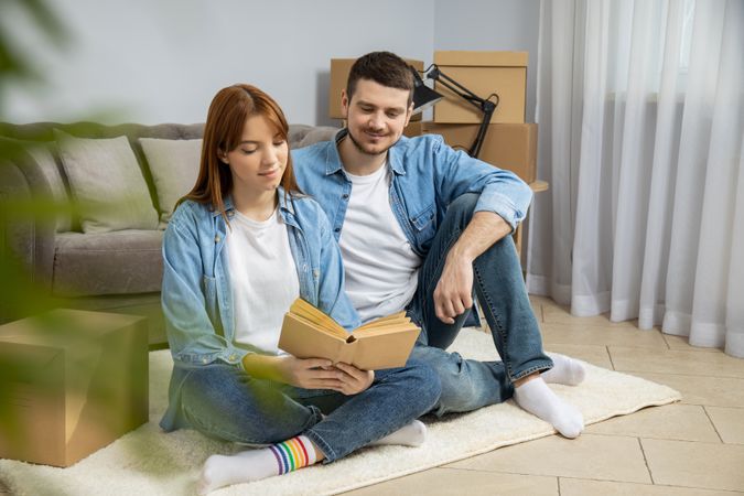 Concept of move with a happy young couple