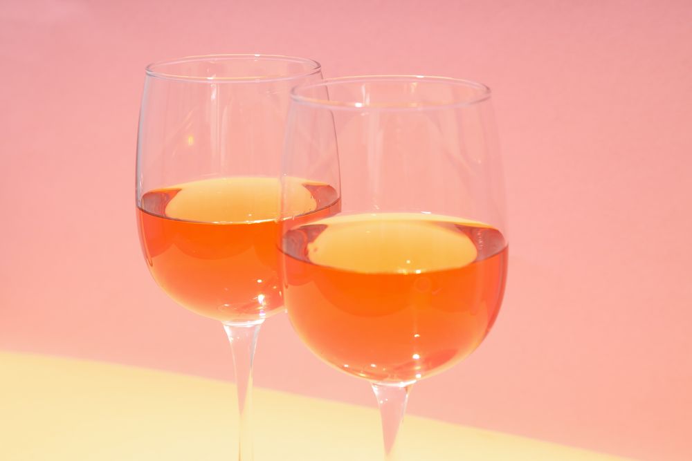Glasses of wine, delicious alcohol drink in glasses