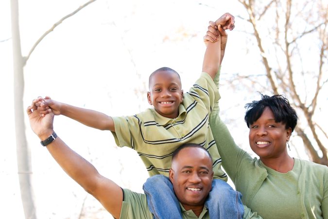 Black Family, Together in the Park