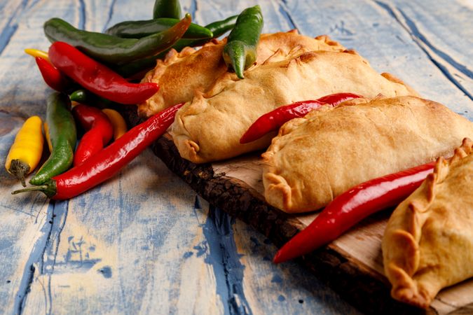 Set of patties near chili peppers