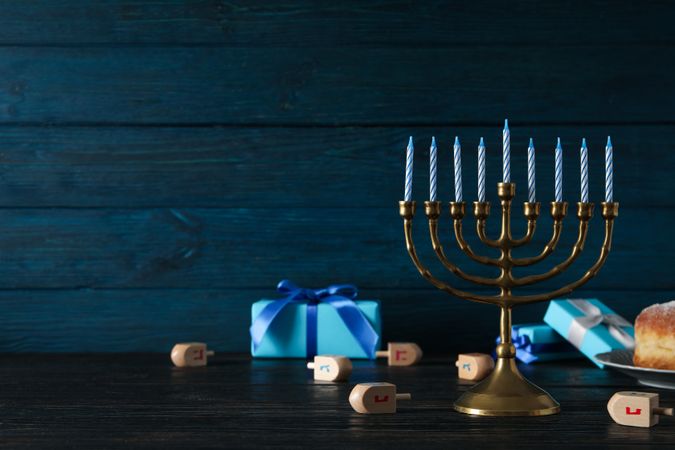 Concept of Jewish holiday, Hanukkah, space for text