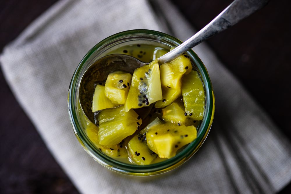 Top view of homemade kiwi jam