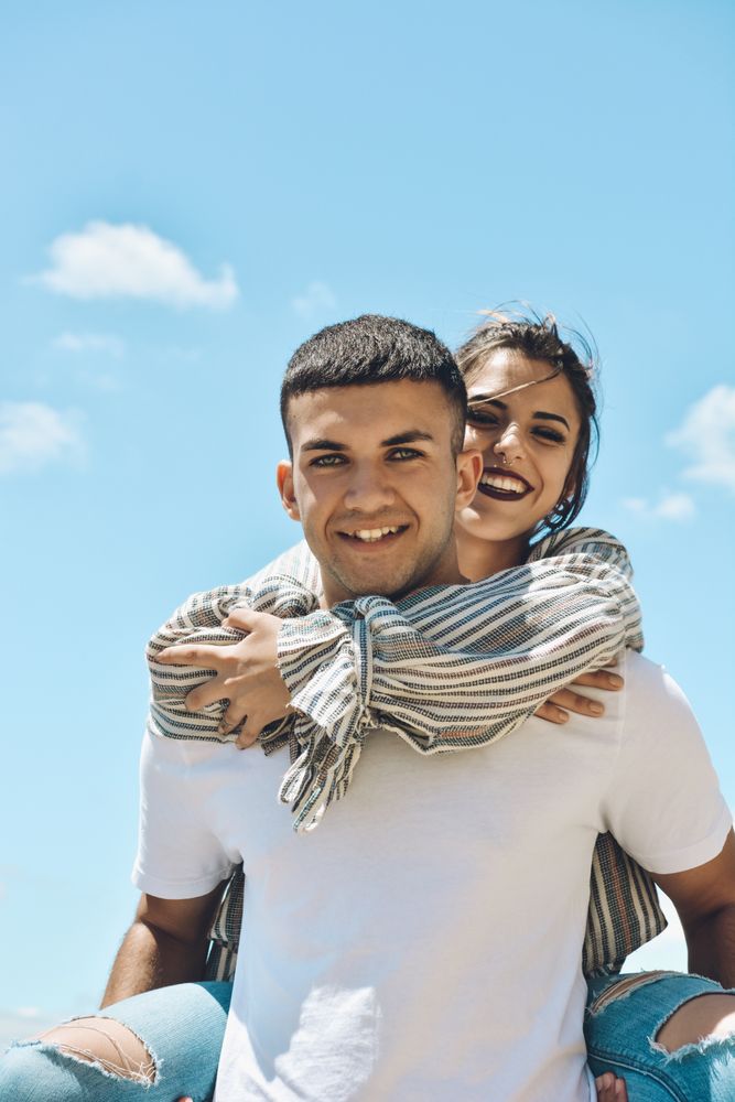 Couple in love enjoying a sunny summer day.