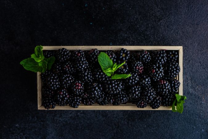 Top view of carton of blackberries