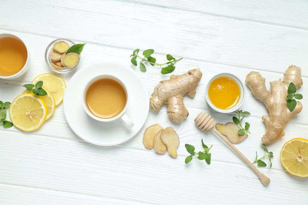 Cold treatment, healthcare concept - tea with ginger