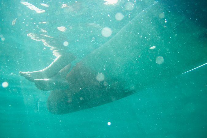 Underwater with person on boat