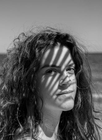 female on sea background