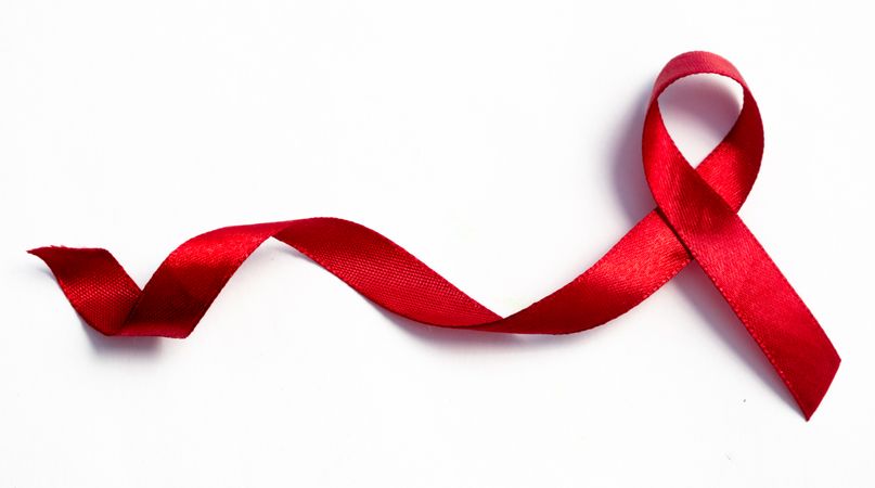 Red ribbons, HIV awareness concept, world AIDS day, world hypertension day, world cancer day