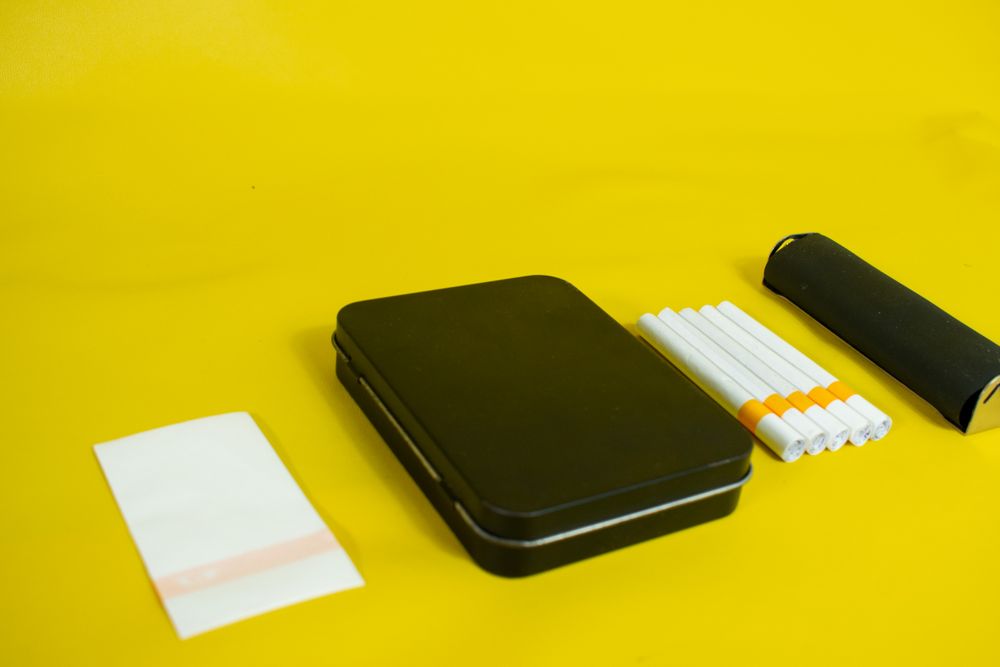 Yellow table with rolling pack