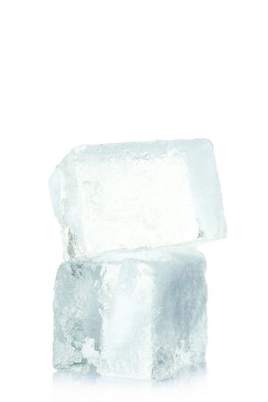 Ice cubes on top of each other on bright background