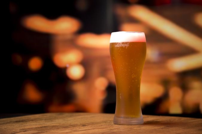 Beer glass with blurred background