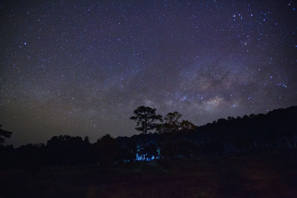 Landscape milky way galaxy with star and space dust in the universe, Long exposure photograph, with grain.