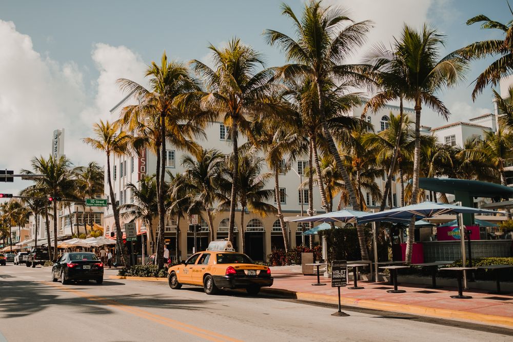 MIAMI, USA - November 13, 2018: View of beautiful city street