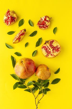 fresh seasonal pomegranate from above