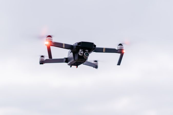 Drone flying near sea