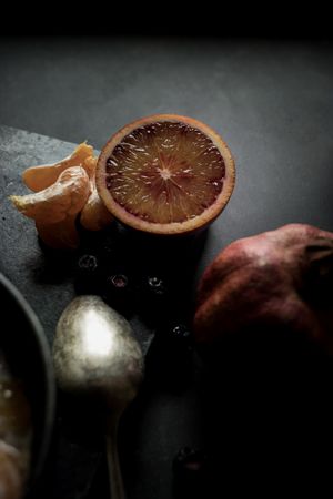 Chia seeds pudding with citrus in bowl