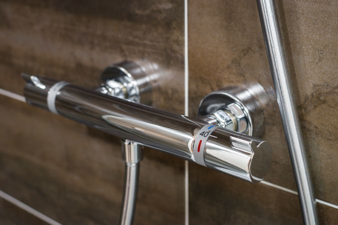 New shower cabin after renovation. Purity and freshness.