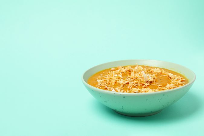 Concept of tasty food, sweet potato puree, space for text