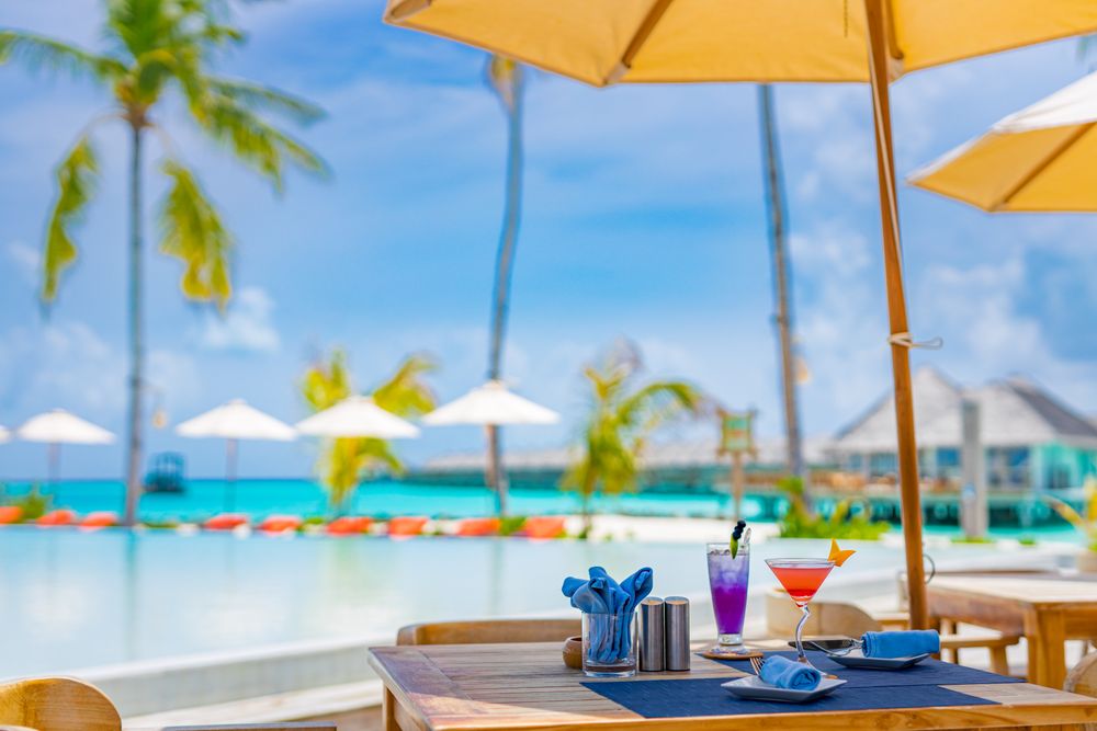 Lunch scene on a beach resort