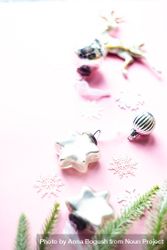 Christmas decorations scattered on pink background 4ALWE5