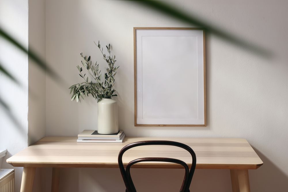 Empty vertical picture frame mockup