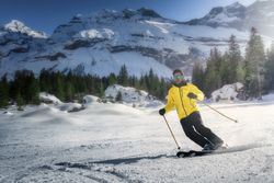 Man skiing on winter day