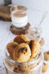 Homemade cookies with cacao powered and milk