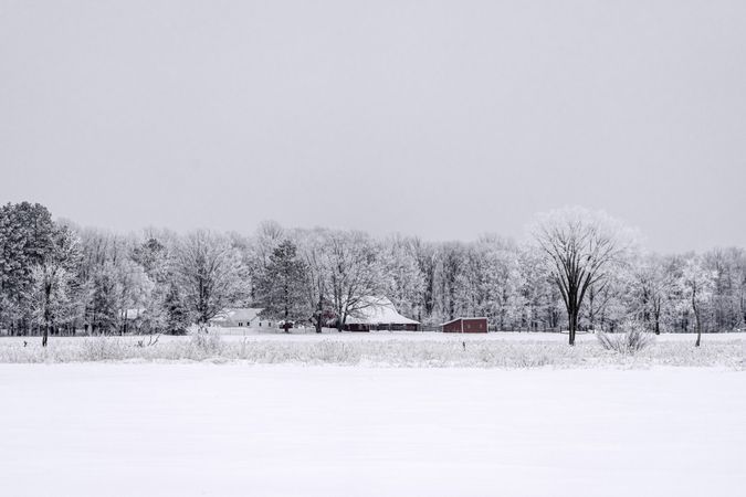 A farm and snow in Saint Louis County, Minnesota