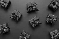 Top view of gift pattern on dark background