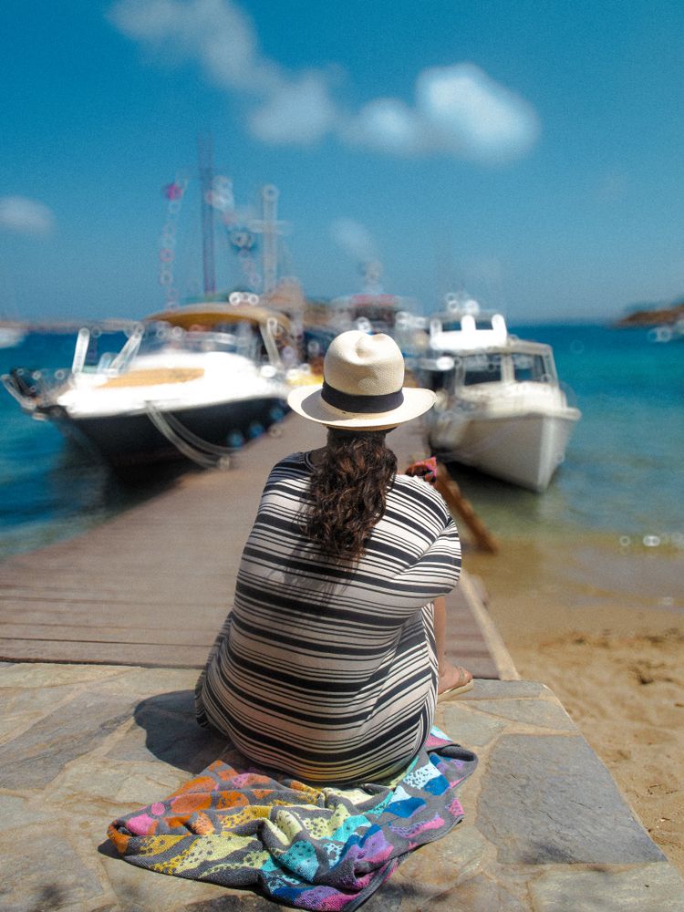 Waiting on the dock to board the ferry back to Patmos.