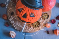 Halloween scene with marijuana paraphernalia
