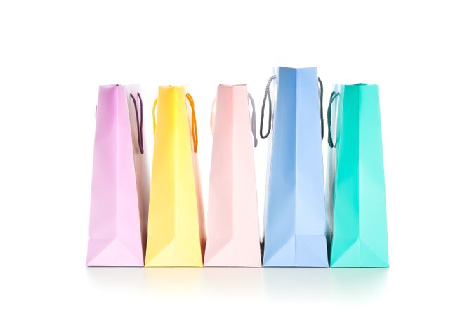 Multicolor paper bags isolated on blank background