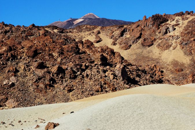 Mountain peak and burnt wild landscape