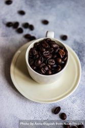 Coffee beans in cream cup 5wz3y0