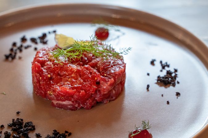 Gourmet Beef Tartare - Elegant Food Presentation